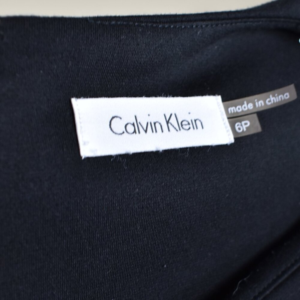 Calvin Klein Stripe A-Line Fit and Flare Dress - Petite 6 - Picture 7 of 7